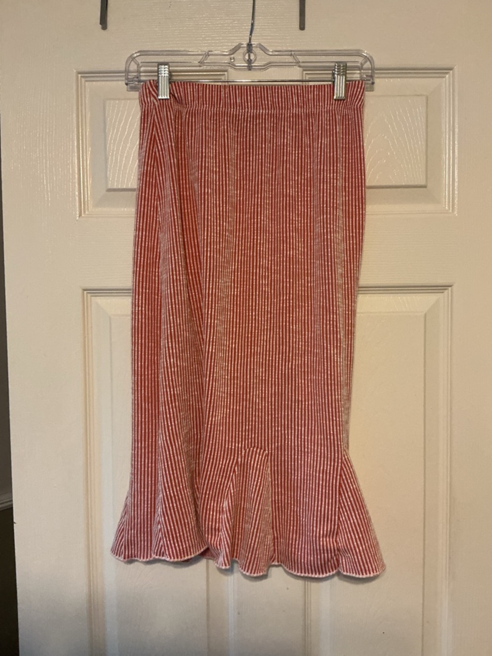 Y2K SJS Striped Flounce Midi Skirt Womens PM Tomato Girl Euro Summer